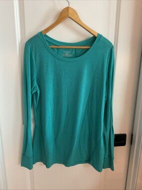 exertek - Teal Long Sleeve Scoop Neck Shirt - Ladies Size Large